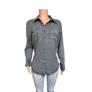 Pulp Women’s long sleeve tencel button-down gray shirt top M